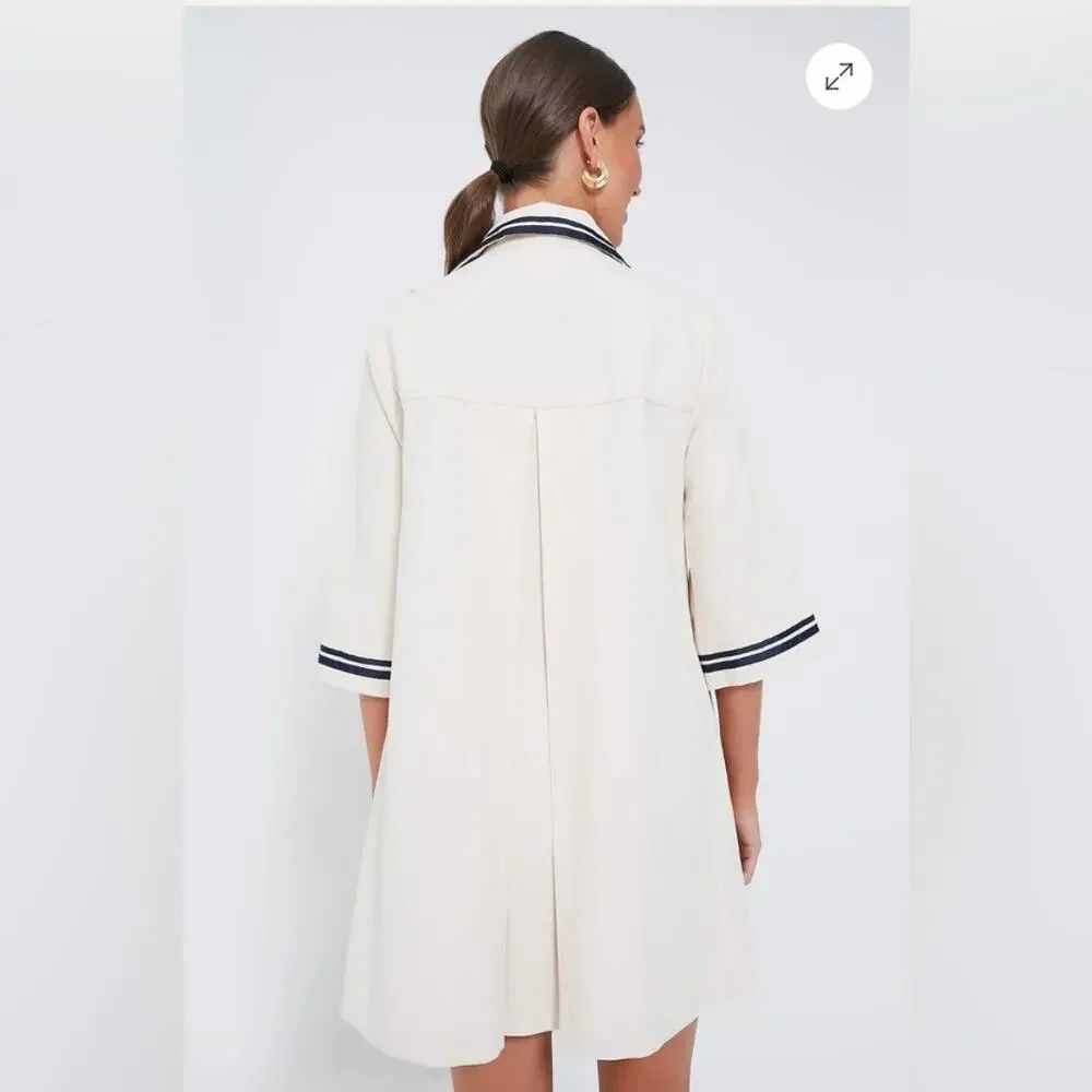 NWT Tuckernuck Pomander Place Hart Shirt Dress Mini Gardenia Tan Blue Large New - Picture 6 of 12